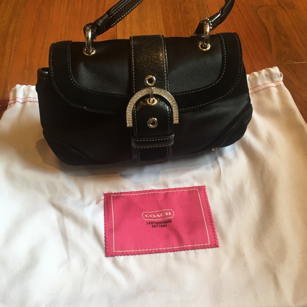 Coach satin evening bag with rhinestones